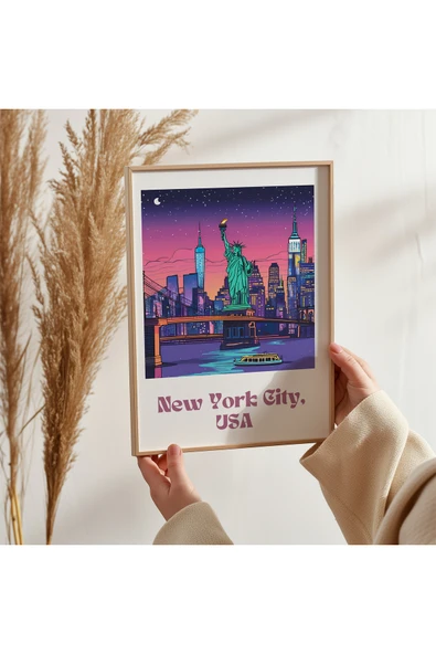 UNT Ahşap Çerçeveli "new York City" Tablo Çok Renkli 30 x 40 ürün görseli 1