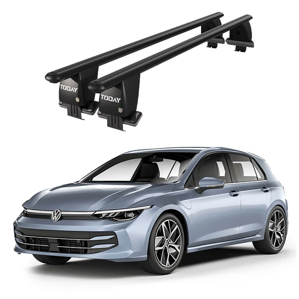 Royal Volkswagen Golf (2019 ve Sonrası) Uyumlu Siyah Kilitli Ara Atkı Port Bagaj Tavan Barı ürün görseli 1