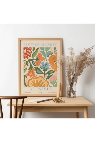 UNT Flower Market  - Brussels Ahşap Çerçeveli  Tablo Çok Renkli 30 x 40 ürün görseli 1
