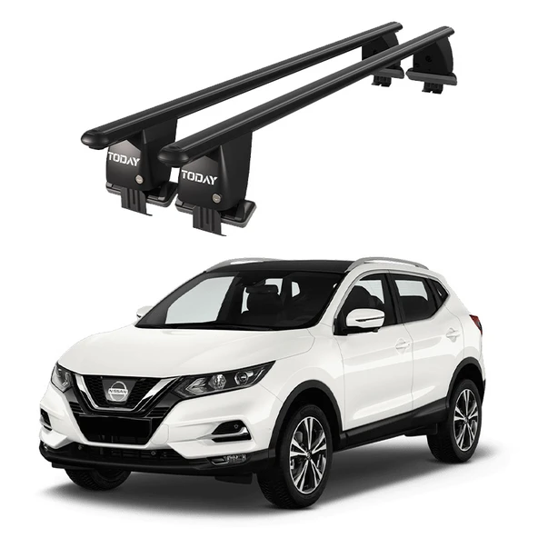 Royal Nissan Qashqai (2017 - 2021) Uyumlu Siyah Kilitli Ara Atkı Port Bagaj Tavan Barı ürün görseli 1