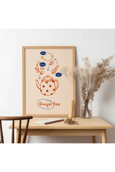 UNT Ahşap Çerçeveli "Ginger Tea" Tablo Çok Renkli 30 x 40 ürün görseli 1