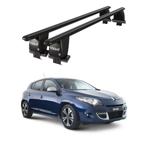 Royal Renault Megane (2008 - 2016) Uyumlu Siyah Kilitli Ara Atkı Port Bagaj Tavan Barı ürün görseli 1