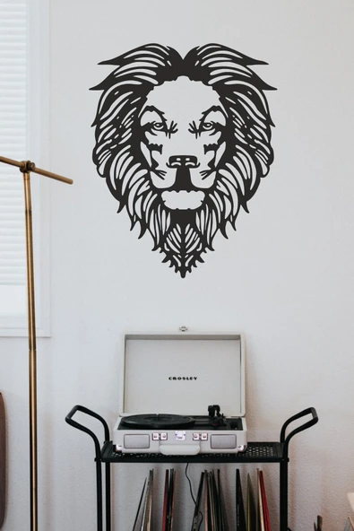 UNT Lion - Aslan Duvar Dekoru - Süsü, Ahşap Dekoratif Tablo Siyah 48 x 40 ürün görseli 1