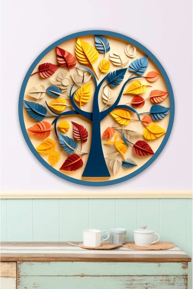 UNT Renkli Yaşam Ağacı MDF Duvar Dekoru – UV Baskı Yuvarlak Tablo 48 cm Çok Renkli 48 x 48 ürün görseli 1