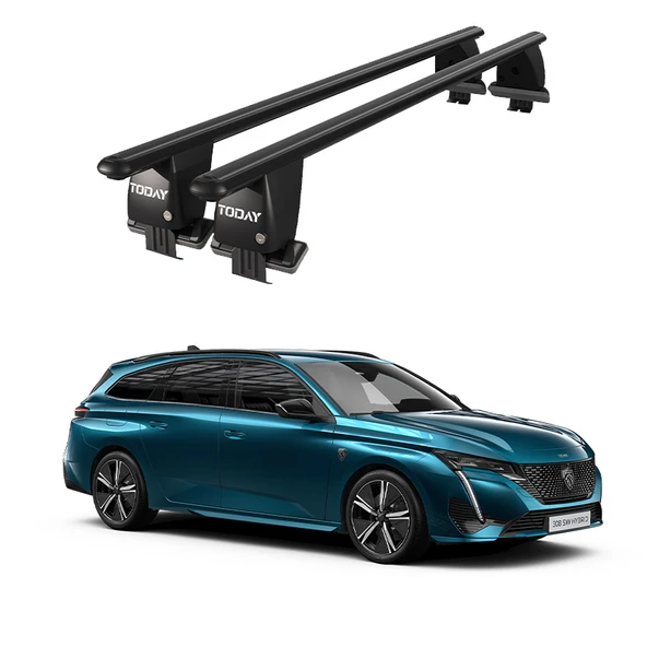 Royal Peugeot 308 Station Wagon (2021 ve Sonrası) Uyumlu Siyah Kilitli Ara Atkı Port Bagaj Tavan Barı ürün görseli 1
