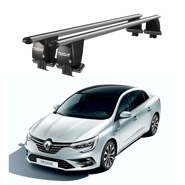 Royal Renault Megane IV Coupé (2017 ve Sonrası) Uyumlu Gri Kilitli Ara Atkı Port Bagaj Tavan Barı ürün görseli 1