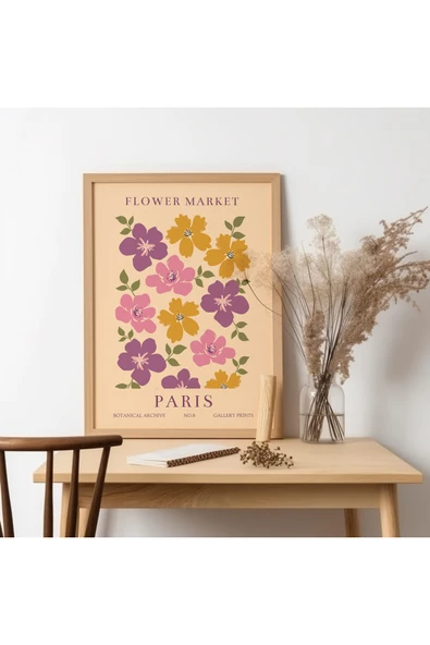 UNT Flower Market  - Paris Ahşap Çerçeveli  Tablo Çok Renkli 30 x 40 ürün görseli 1