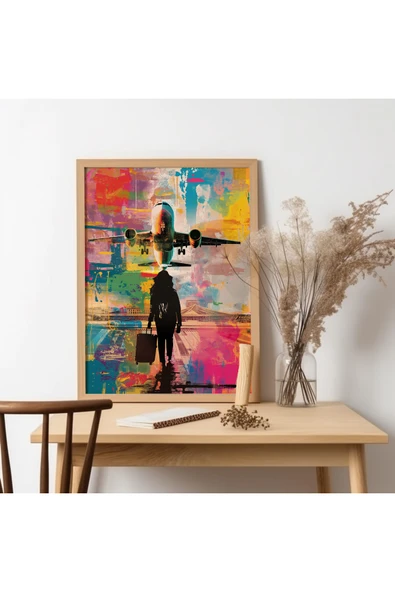 UNT Ahşap Çerçeveli Pop Art Travel Tablo Çok Renkli 30 x 40 ürün görseli 1