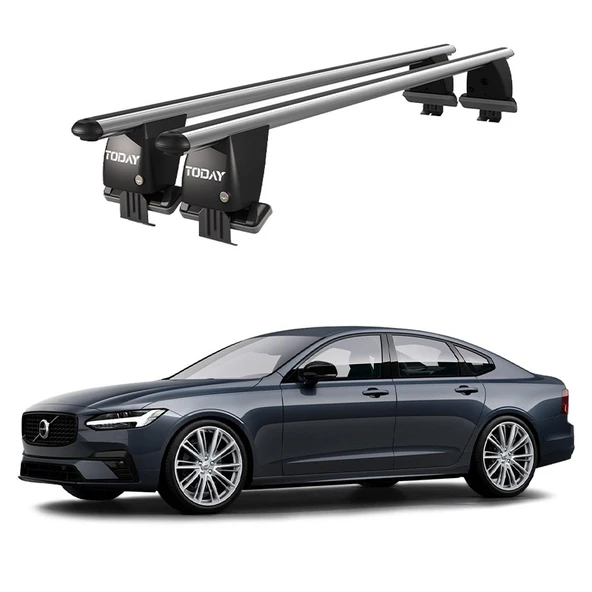 Royal Volvo S90 (2016 ve Sonrası) Uyumlu Gri Kilitli Ara Atkı Port Bagaj Tavan Barı ürün görseli 1