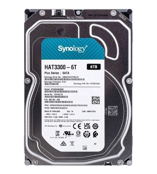 Synology 6TB 3.5'' NAS 5400rpm (HAT3300-6T) ürün görseli 1