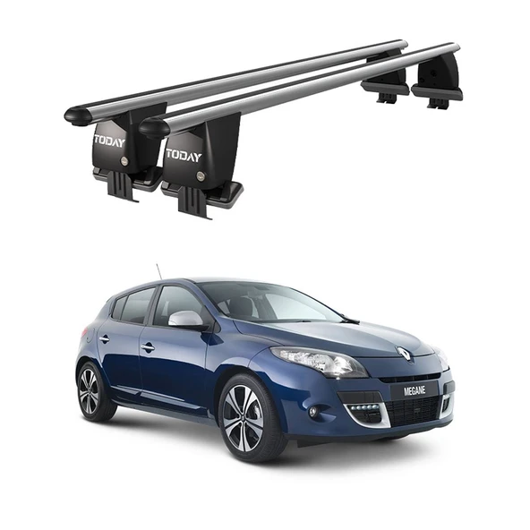 Royal Renault Megane (2008 - 2016) Uyumlu Gri Kilitli Ara Atkı Port Bagaj Tavan Barı ürün görseli 1