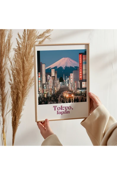 UNT Ahşap Çerçeveli "Tokyo" Tablo Çok Renkli 30 x 40 ürün görseli 1