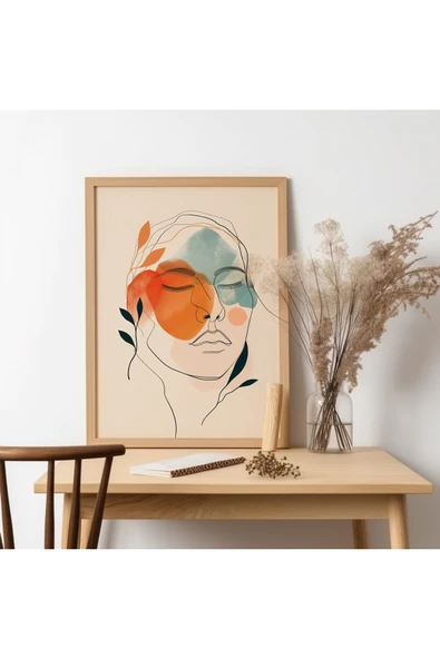 UNT Ahşap Çerçeveli Line Art Tablo Çok Renkli 30 x 40 ürün görseli 1