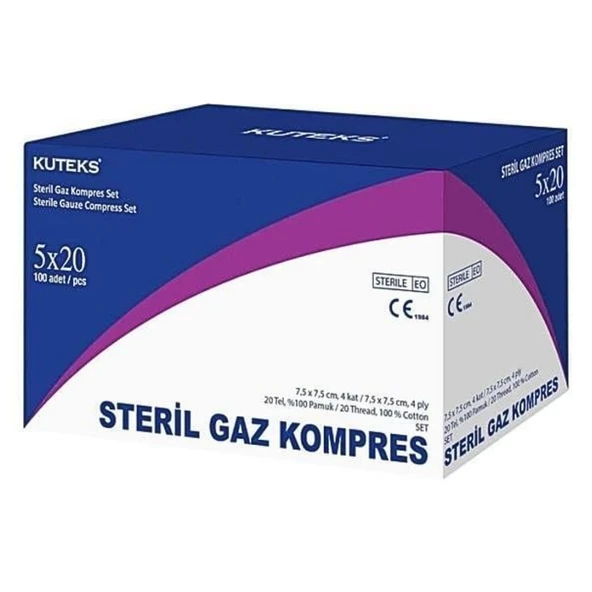Kuteks Steril Gaz Kompres 7,5 x 7,5 Cm 5li 20 Paket 100 Adet ürün görseli 1