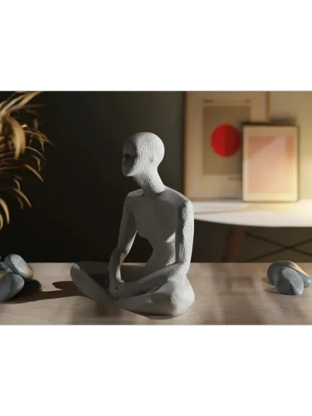 m2s DİJİTAL Özel Tasarım Zen Serisi: Modern Düşünen Adam Heykeli - Dekoratif Sanat Objesi ürün görseli 1
