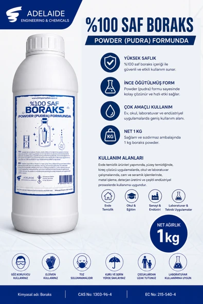 adelaide adelaide %100 Saf Boraks 1 kg (Analiz Sertifikalı) ürün görseli 1