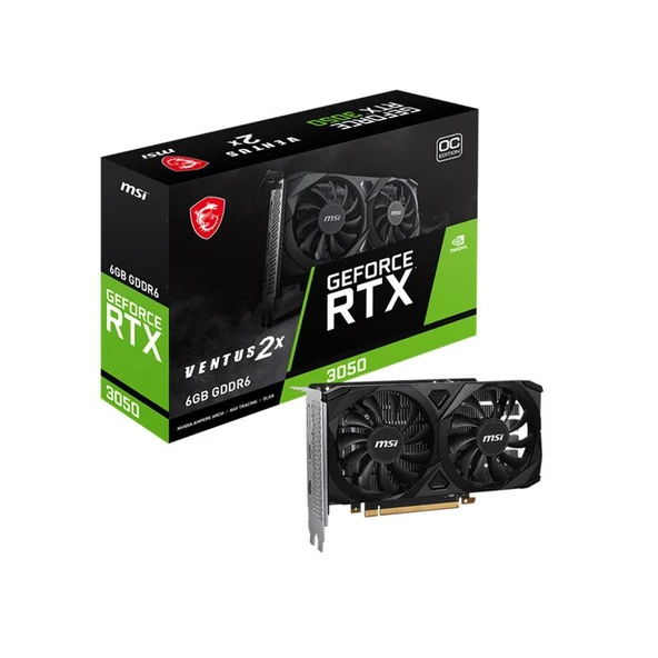MSI GEFORCE RTX3050 VENTUS 2X E 6G OC 6GB GDDR6 96BIT 2XHDMI 1XDP EKRAN KARTI ürün görseli 1