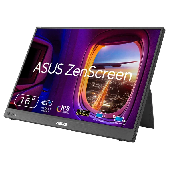ASUS ZENSCREEN MB16FC TAŞINABİLİR MONİTÖR 16INC WUXGA 1920x1200 IPS PANEL OTOMATİK DÖNDÜRME TRİPOT FLİCKER FREE DÜŞÜK MAVİ IŞIK ürün görseli 1