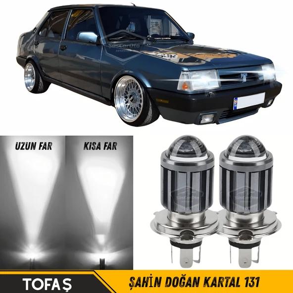 Tofaş Şahin Doğan Kartal 131 Uyumlu Mercekli Far Ampulü Led Xenon Beyaz Renk Far Şimşek Etkili CSP Led Lamba Uzun Kısa 2 Adet Takım ürün görseli 1