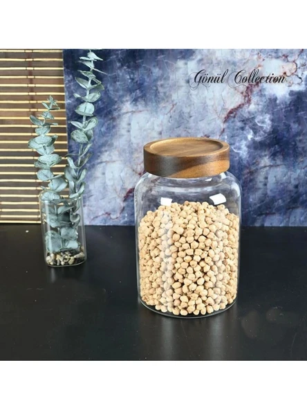 Gönül Mutfak Bambu Kapaklı Cam Kavanoz 13x18 cm ürün görseli 1