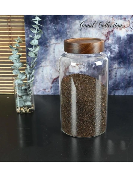 Gönül Mutfak Bambu Kapaklı Cam Kavanoz 13x23 cm ürün görseli 1