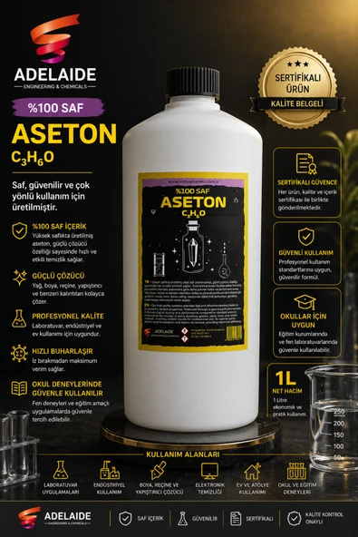 adelaide adelaide %100 Saf Aseton 1 lt (Analiz Sertifikalı) ürün görseli 1