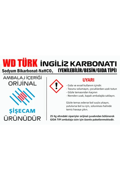 WD Türk WD Türk İngiliz Karbonatı (Yenilebilir/Gıda Tipi) Saf 1 kg - E500 ürün görseli 1