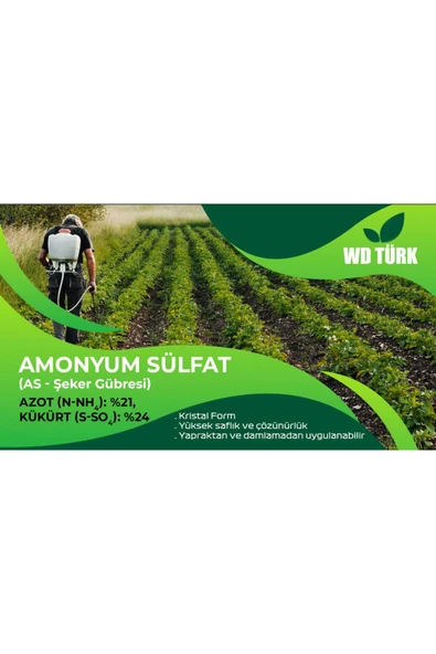 WD Türk WD Türk Amonyum Sülfat 2 kg Şeker Gübresi Çim Çiçek Coşturan ürün görseli 1