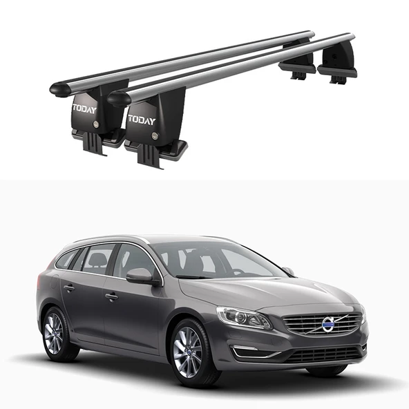 Royal Volvo V60 (2010-2011) Uyumlu Gri Kilitli Ara Atkı Port Bagaj Tavan Barı ürün görseli 1