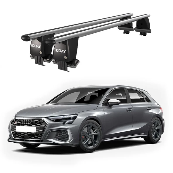 Royal Audi A3 (2020 ve Sonrası) Uyumlu Gri Kilitli Ara Atkı Port Bagaj Tavan Barı ürün görseli 1