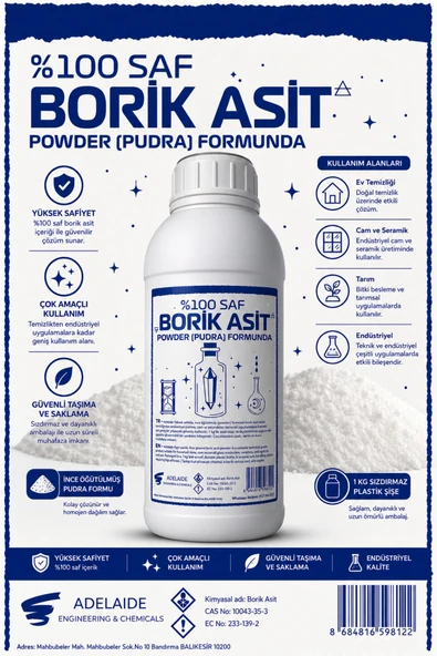adelaide adelaide %100 Saf Borik Asit (Analiz Sertifikalı) ürün görseli 1