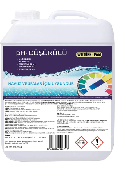 WD Türk WD Türk Havuz Suyu Ph Düşürücü 12 kg Sıvı ürün görseli 1