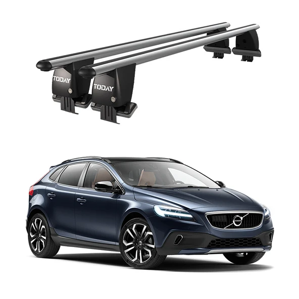 Royal Volvo V40 (2016 ve Sonrası) Uyumlu Gri Kilitli Ara Atkı Port Bagaj Tavan Barı ürün görseli 1