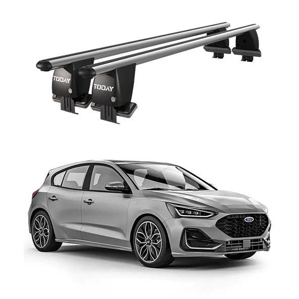 Royal Ford Focus IV (2018 ve Sonrası) Uyumlu Gri Kilitli Ara Atkı Port Bagaj Tavan Barı ürün görseli 1
