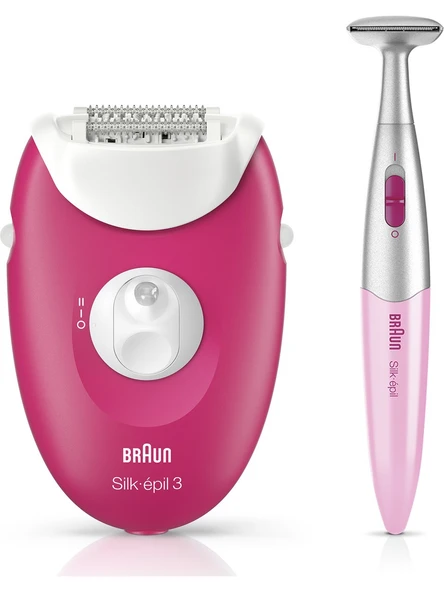 Braun Silk-Epil 3 3420 Epilatör Ahududu Pembe - 2 Ek Parçalı Kablolu Epilatör / Epilasyon ürün görseli 1