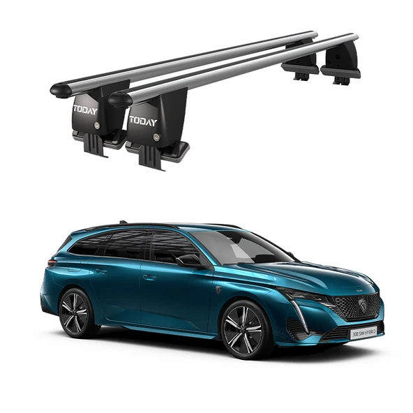 Royal Peugeot 308 Station Wagon (2021 ve Sonrası) Uyumlu Gri Kilitli Ara Atkı Port Bagaj Tavan Barı ürün görseli 1