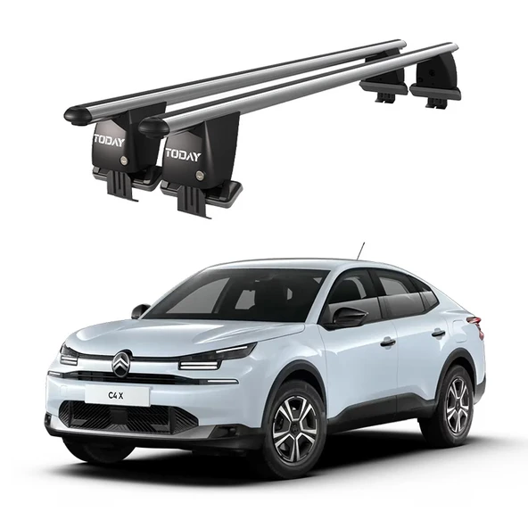 Royal Citroen C4X / E C4X (2022 ve Sonrası) Uyumlu Gri Kilitli Ara Atkı Port Bagaj Tavan Barı ürün görseli 1