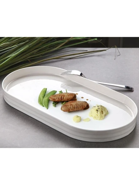 Gönül Mutfak Porselen Beyaz Oval Tabak 36x19x3 cm ürün görseli 1