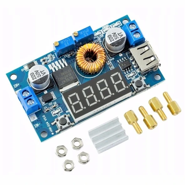 XL4015 75W 5A DC-DC Voltmetre Ekranlı (4Digits) Voltaj Düşürücü Modül ürün görseli 1