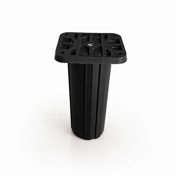 Kare Başlı Siyah Ayarlanabilir Destek Ayağı 13x20 Cm Sert Plastik Tekli Dolap Mobilya Ayağı ürün görseli 1