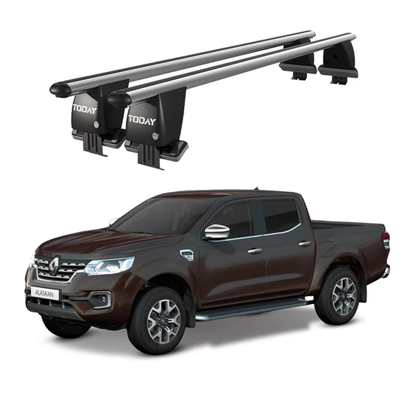 Royal Renault Alaskan (2016 ve Sonrası) Uyumlu Gri Ara Atkı Port Bagaj Tavan Barı ürün görseli 1