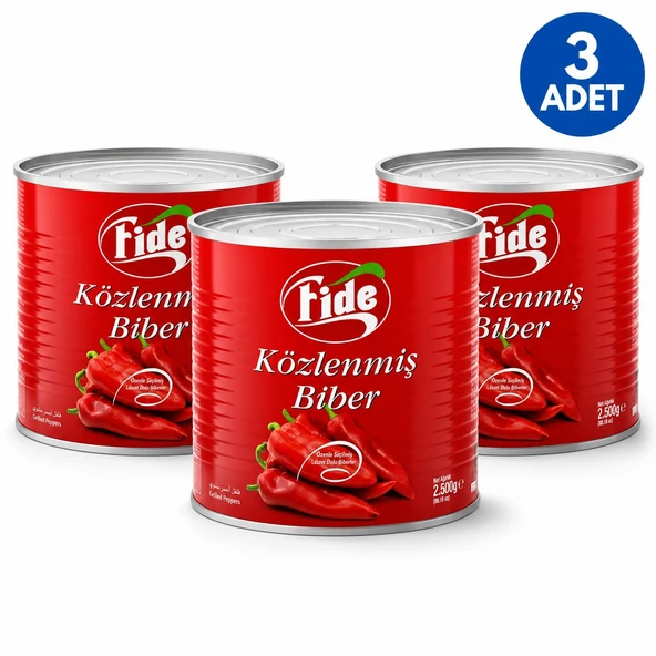 Fide Közlenmiş Biber 2,5 kg  3 Adet  A/9 Konserve Köz Biber  Profesyonel Mutfak Boy ürün görseli 1