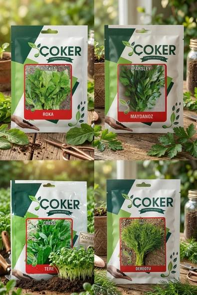 Çoker Tohum Seti (Maydanoz, Dereotu, Roka, Tere) ürün görseli 1