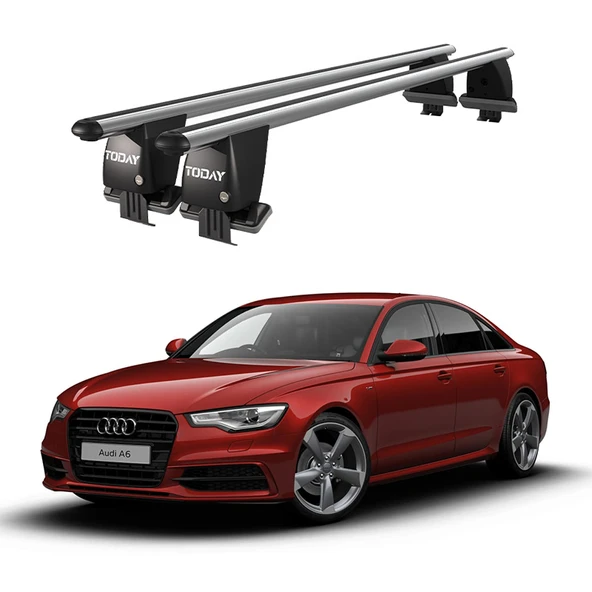Royal Audi A6 (2018 ve Sonrası) Uyumlu Gri Kilitli Ara Atkı Port Bagaj Tavan Barı ürün görseli 1