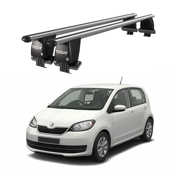 Royal Skoda Citigo (2012 ve Sonrası) Uyumlu Gri Kilitli Ara Atkı Port Bagaj Tavan Barı ürün görseli 1