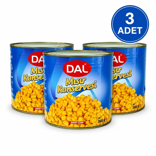 DAL Mısır Konservesi 3 kg  3 Adet  1500 g Süzme Ağırlık  Tatlı Mısır Konservesi ürün görseli 1