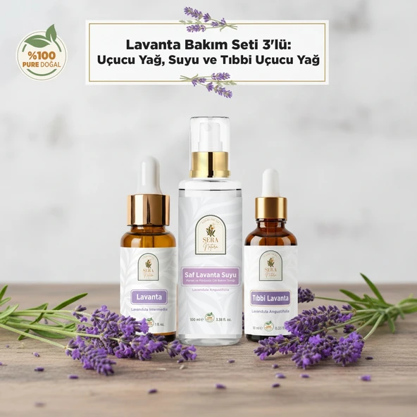 Lavanta Bakım Seti 3'lü: Uçucu Yağ, Hidrosol ve Tıbbi Yağ ürün görseli 1