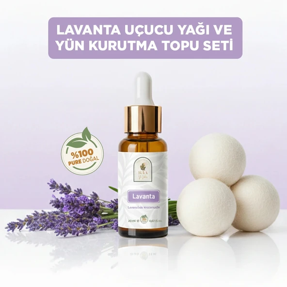 Lavanta Uçucu Yağı ve Yün Kurutma Topu Seti ürün görseli 1