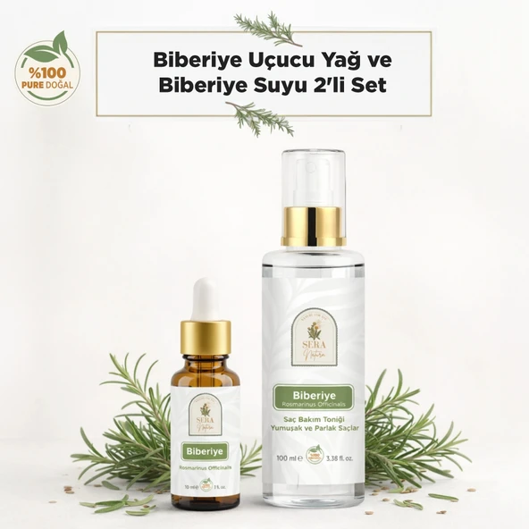 Biberiye Suyu ve Yağı Seti Doğal Saç ve Cilt Bakımı ürün görseli 1