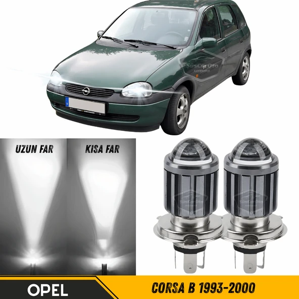Opel Corsa B 1993-2000 Uyumlu Mercekli Far Ampulü Led Xenon Beyaz Renk Far Şimşek Etkili CSP Led Lamba Uzun Kısa 2 Adet Takım ürün görseli 1